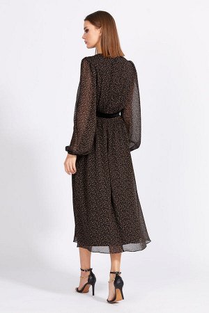 Платье Платье EOLA 2153 черный/коричневый 
Состав: Платье: ПЭ-100%; Подкладка: ПЭ-100%;
Сезон: Осень-Зима
Рост: 170

Платье выполнено из шифона с принтом. Платье Х-образного силуэта, отрезное по лини