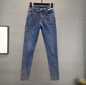 Облегающие эластичные джинсы с декором