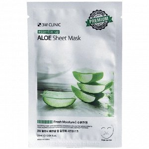 3W Тканевая маска для лица, алоэ "Essential Up Sheet Mask Aloe" 25 гр. 10шт*40блт Арт-15478/14952