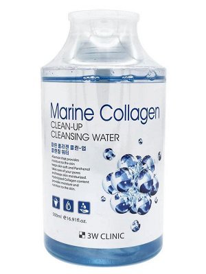 3W Вода очищ. мицеллярная "Clean-Up Cleansing Water [Marine collagen], 500мл, 1*25шт Арт-11026/20520
