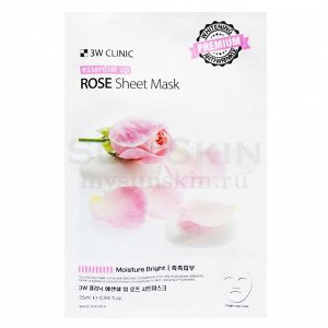 3W Тканевая маска для лица, роза "Essential Up Sheet Mask Rose" 25 гр. 10*40 шт Арт-15430/15010