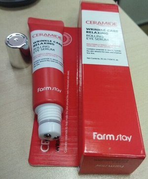 Farm Stay Укрепляющая сыворотка для кожи вокруг глаз с керамидами Ceramide Wrinkle Care Relaxing Rolling Eye Serum, 25 мл