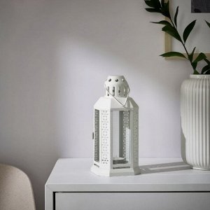 ENRUM, Фонарь для чайных свечек, внутренний/наружный, белый, 22 см