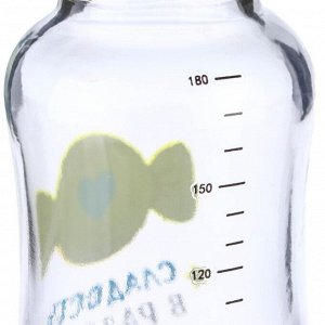 Бутылочка для кормления стекло, 180 мл, «Мишка Принц», стандартноеорло, средний поток