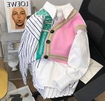 Дизайнерская рубашка комбинированная, розовый