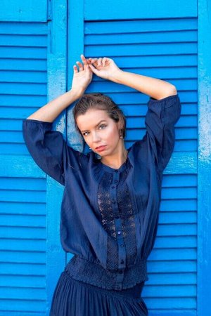 Блуза 302 F-2c  Блуза M,L,XL,2XL(4),
61 см, хлопок, т.синий