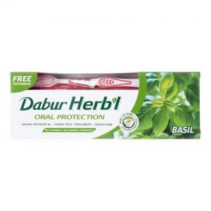 Зубная паста базилик в комплекте с зубной щеткой 150г Dabur