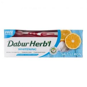 Зубная паста соль и лимон с зубной щеткой 150 г Dabur