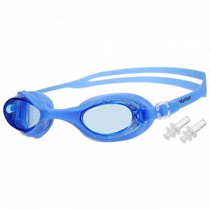Очки для плавания, взрослые + беруши, цвет синий