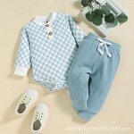 Костюм: боди с длинным рукавом в клетку+ штаны