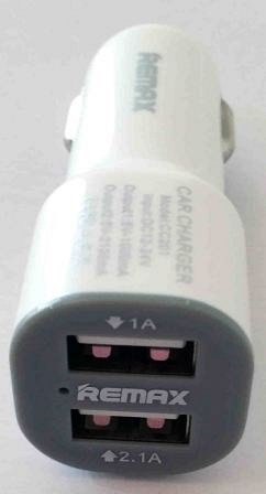 --Адаптер ReMax CarCharger CC201 12/24V-USB, 1.0A+2.1A1A