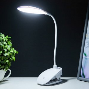 Лампа настольная сенсор на прищепке  "Нуова" 3 режима LED 9Вт USB белый 12,5х7х45,5см