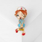 Брошь &quot;Медсестричка&quot;, цветная в золоте