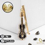 Брошь &quot;Скрипка&quot;, цвет чёрно-белый в золоте
