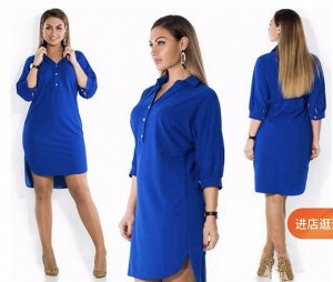 Платье-рубашка синий и чернвй цвет 46-48-50-52р