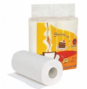 Полотенца кухонные бумажные "Maneki", серия Sumi-e, 2 слоя, 60 л., белые, 2 рулона/упак