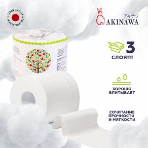AKINAWA Туалетная бумага ECOLOGY, 3 слоя, 45м, 10 рул./спайка