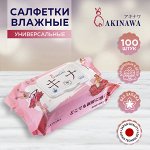 AKINAWA Салфетки влажные антибактериальные алоэ 100шт/упак.