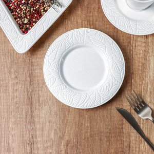 Тарелка фарфоровая пирожковая Magistro Сrotone, d=15,6 см, цвет белый