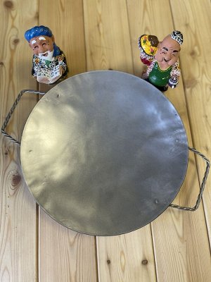 Чаша нержавейка (садж) 40см плетённые  ручки