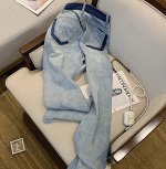 Джинсы качественные прямого кроя, выбеленный синий