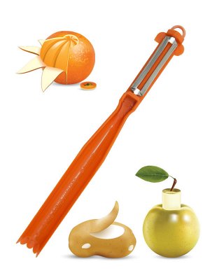 Нож-овощечистка с круглой ручкой оранжевый