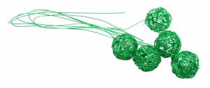 Набор декор Шарики на проволоке зеленый d3см KR-8987 1уп/5шт