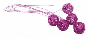 Набор декор Шарики на проволоке фиолет d3см KR-8985 1уп/5шт