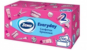 Салфетки Бумажные Косметические Zewa Everyday, 2 слоя, 100 шт