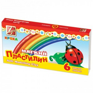 Пластилин ЛУЧ мягкий "Кроха", 6 цв., 99 г, со стеком, 12С863