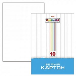 Белый картон А4 МЕЛОВАННЫЙ, 10л., в папке, HATBER, Creative