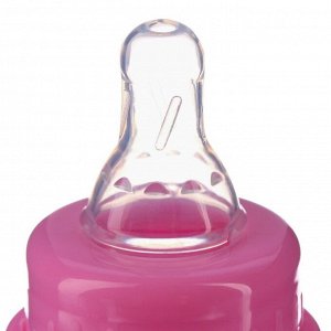 УЦЕНКА Бутылочка в силиконовом чехле, с ручками, стекло, 120 мл., цвет розовый