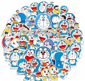 Наклейки на телефон, виниловые стикеры Дораемон / Doraemon, 50шт., 4-7см.