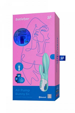 Нереалистичный вибратор Satisfyer Air Pump Bunny 5, силикон, зеленый, 15 см.