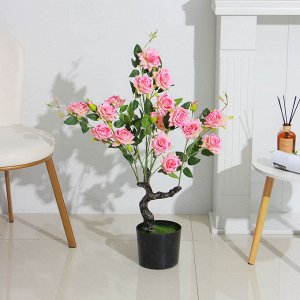 INBLOOM Растение искусственное Роза светло-розовая, 85см, PEVA, цемент