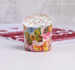 Форма бумажная для кекса, маффинов и кулича "Бабочки цветные" 70x60 мм