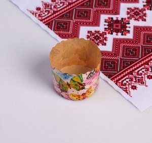 Форма бумажная для кекса, маффинов и кулича "Бабочки цветные" 70x60 мм