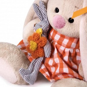 Мягкая игрушка «Зайка Ми в оранжевом платье с зайчиком», 15 см