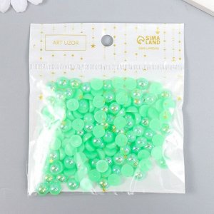 Декор для творчества пластик "Половинки бусин. Зелёный" 20 гр 0,8х0,8 см