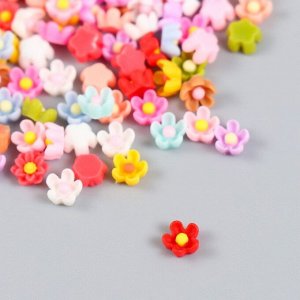 Декор для творчества пластик "Микро-цветочки цветные" набор 100 шт МИКС 0,6х0,6 см