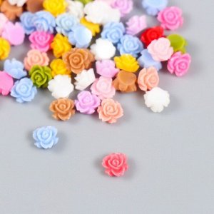 Декор для творчества пластик "Разноцветные розочки" набор 100 шт МИКС 0,6х0,6 см