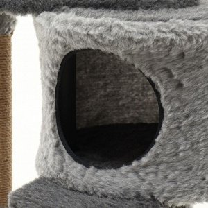 Комлекс-когтеточка "Пижон", разборный с площадкой, 56 х 42 х 90см, мех, джут, серый