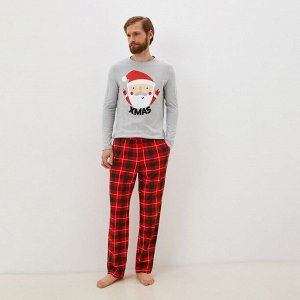 Пижама новогодняя мужская KAFTAN "Santa", цвет красный/серый