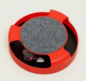 Игрушка д/кошек интерактивная "Пижон" с подвижной мышкой 25*25см, красный