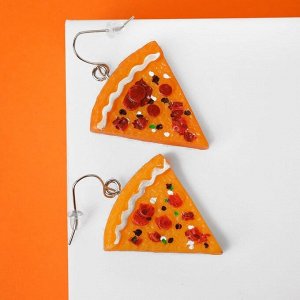 Серьги пластик «Вкусности» пицца, цвет оранжево-красный