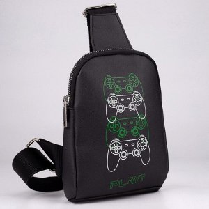 Сумка через плечо PLAY, на молнии, чёрная, искусственная кожа