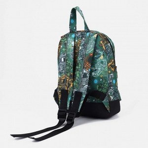 Рюкзак на молнии, наружный карман, светоотражающая полоса, цвет зелёный