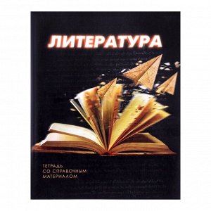 Тетрадь предметная 3D, 48 листов в линейку "Литература", обложка мелованный картон, белизна 75% (серые листы)