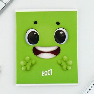 Тетрадь в клетку, 48 л., А5, на скрепке, блок №1, Boo!, МИКС