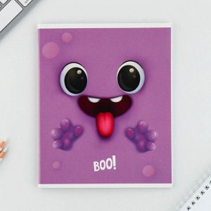 Тетрадь в клетку, 48 л., А5, на скрепке, блок №1, Boo!, МИКС
